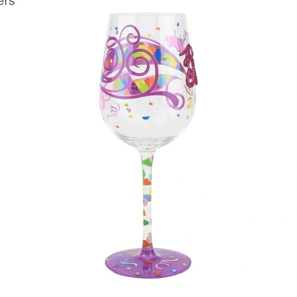 30ish Birthday Wine Glass with Purple and Pink Accents